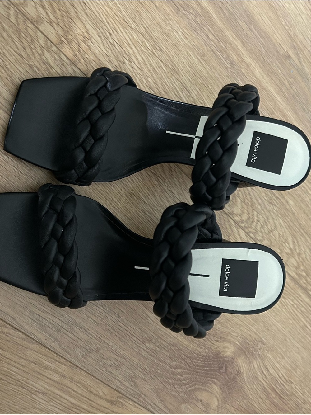 Dolce Vita Braided Double-Strap Black Slide Mules